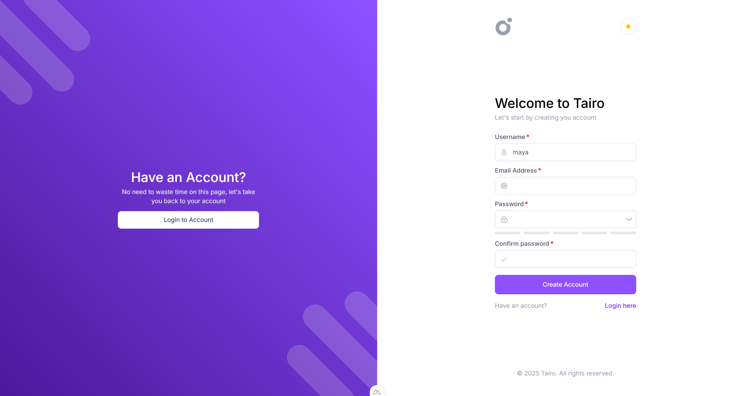 Tairo - Signup 1
