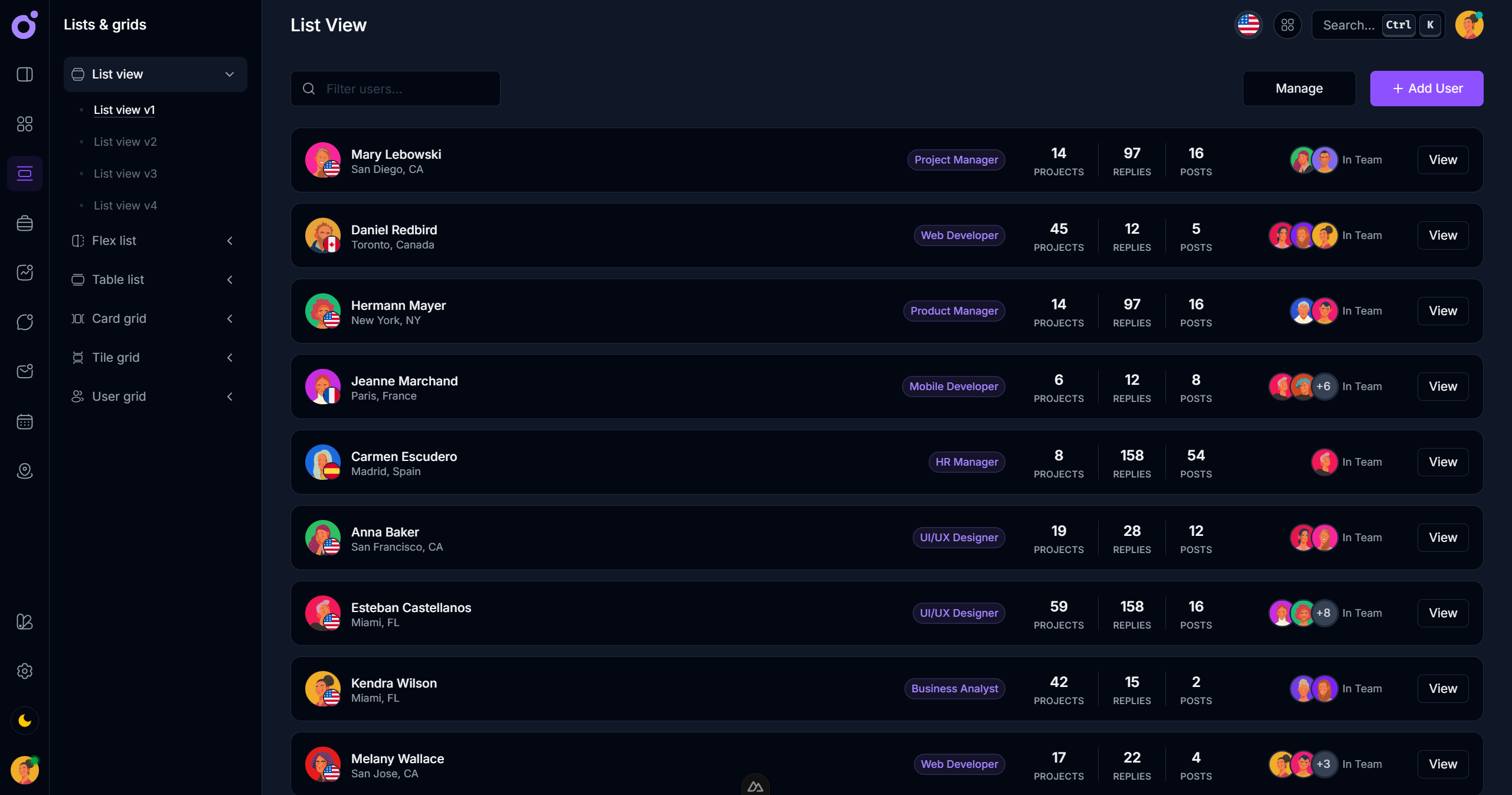 Tairo - List view 1