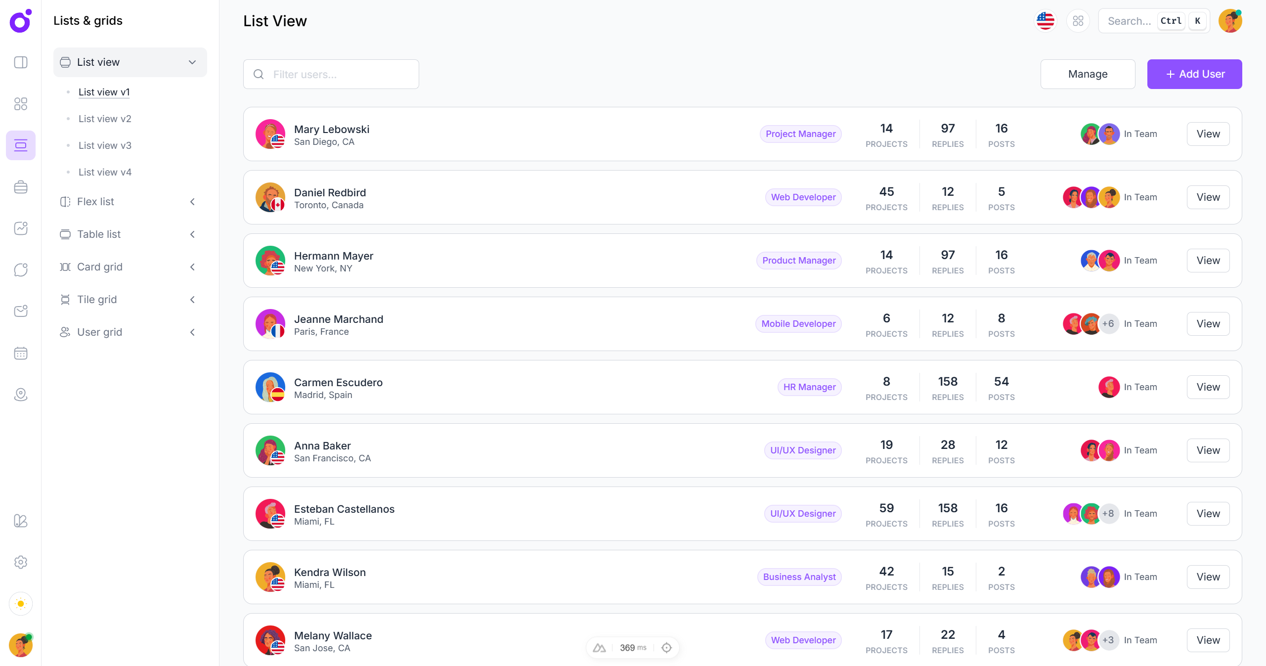 Tairo - List view 1